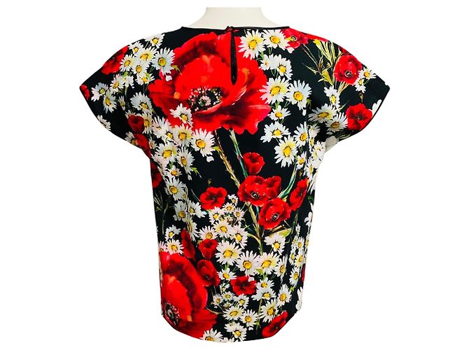 Top a stampa floreale multicolore nero / rosso di Dolce & Gabbana - vista 3