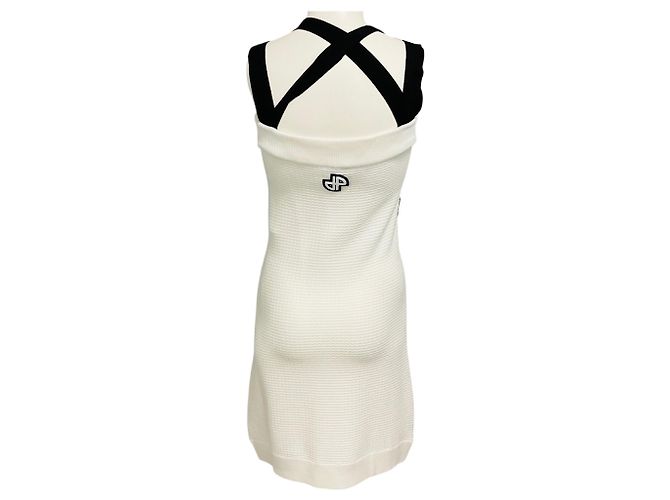 Autre Marque Patou Mini-Kleid mit Doppelträger aus 3D-Strick in Weiß / Schwarz - Ansicht 3
