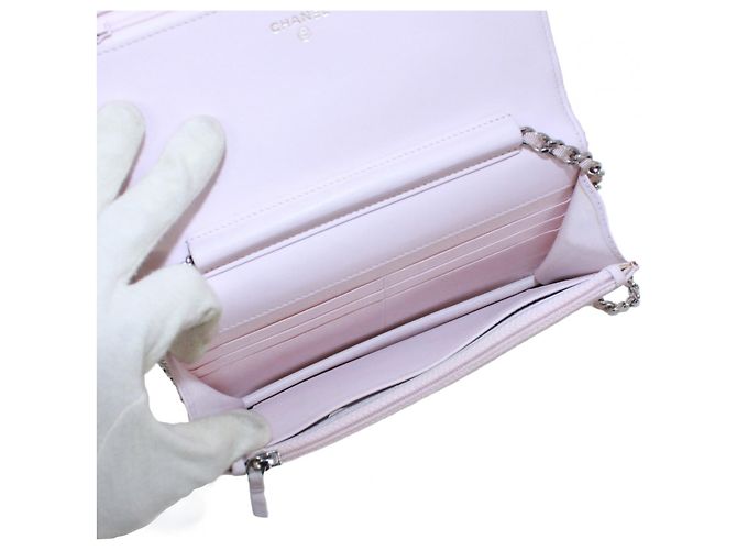 Borsa a spalla Chanel Deauville con catena Rosa Bianco - vista 10