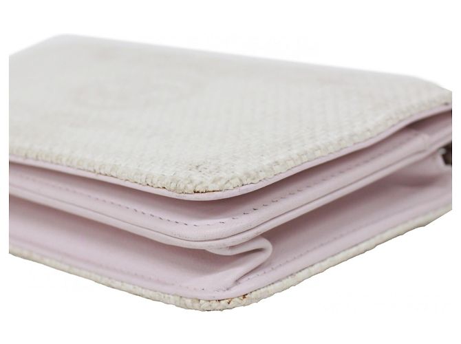 Borsa a spalla Chanel Deauville con catena Rosa Bianco - vista 5