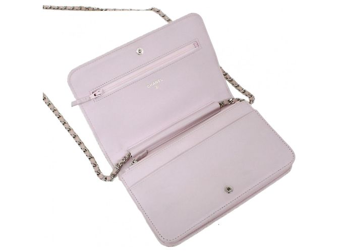 Borsa a spalla Chanel Deauville con catena Rosa Bianco - vista 8