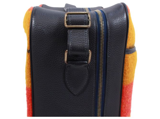 Borsa a Spalla Rocabar Victoria di Hermès Arancione Giallo Blu navy - vista 13