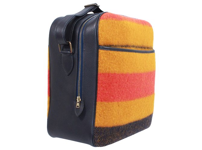 Borsa a Spalla Rocabar Victoria di Hermès Arancione Giallo Blu navy - vista 2