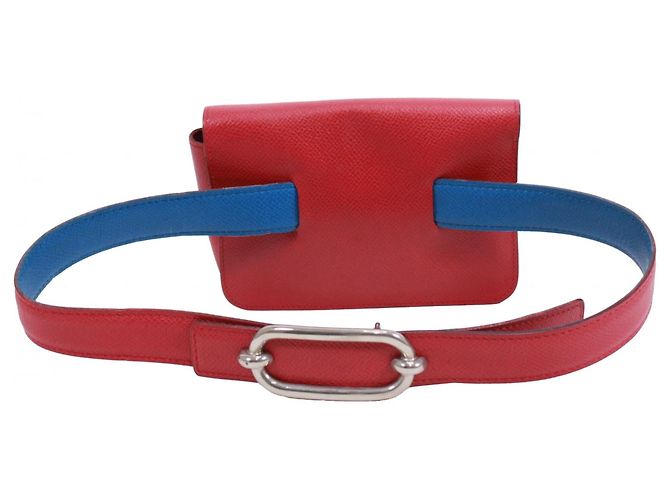 Borsa a vita in pelle Courchevel di Hermès Rosso Blu - vista 5