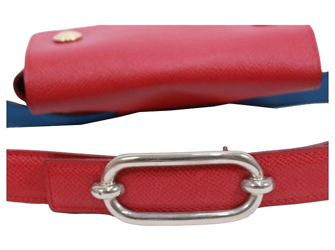 Borsa a vita in pelle Courchevel di Hermès Rosso Blu - vista 6