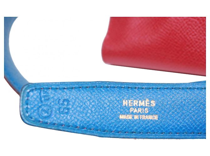 Borsa a vita in pelle Courchevel di Hermès Rosso Blu - vista 7
