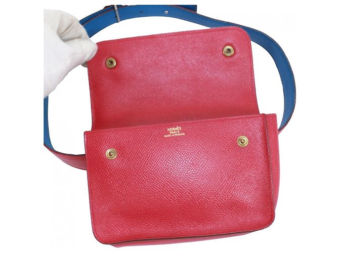 Borsa a vita in pelle Courchevel di Hermès Rosso Blu - vista 8
