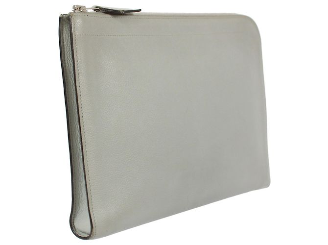 Clutch in pelle grigia Hermès per documenti Marrone - vista 2