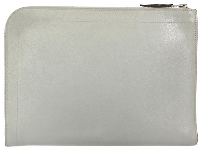 Clutch in pelle grigia Hermès per documenti Marrone - vista 3