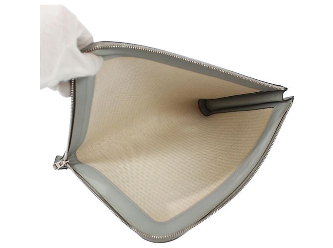 Clutch in pelle grigia Hermès per documenti Marrone - vista 7