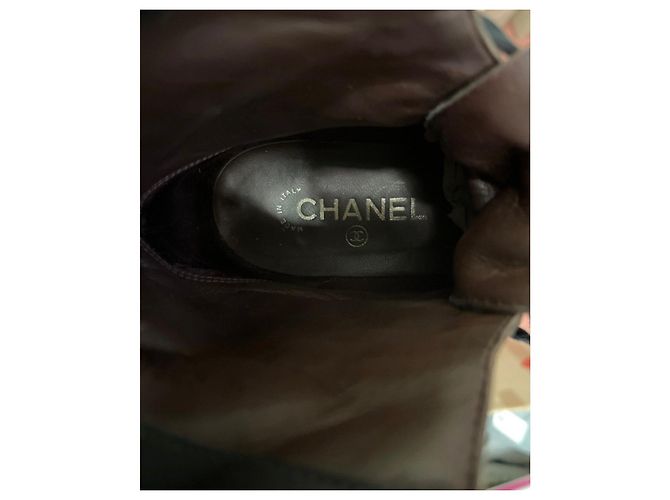 Braune gesteppte Leder Schnürstiefel von Chanel - Größe 8/38 Gebraucht - Ansicht 7