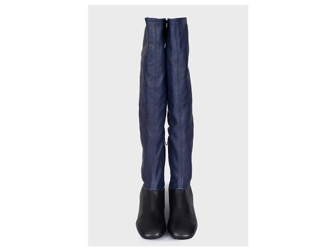 Céline NWB Celine Blue & Black Leather Boots - Size 39.5 Pre-owned - view 2