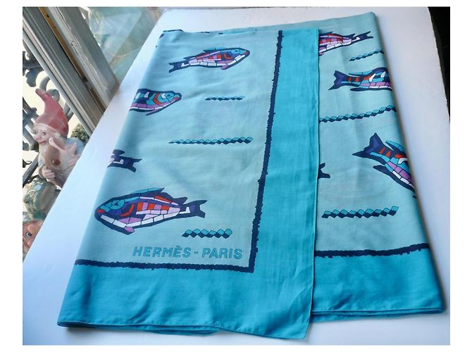 Hermès HERMES Pareo Peces Algodón BUEN ESTADO Azul - vista 3