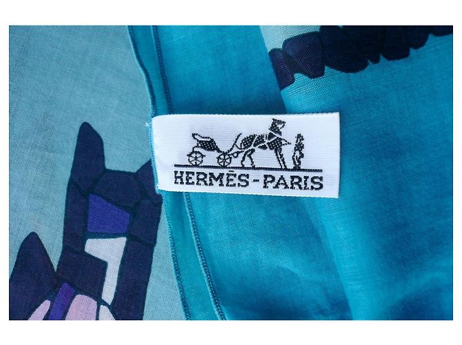Hermès HERMES Pareo Peces Algodón BUEN ESTADO Azul - vista 6