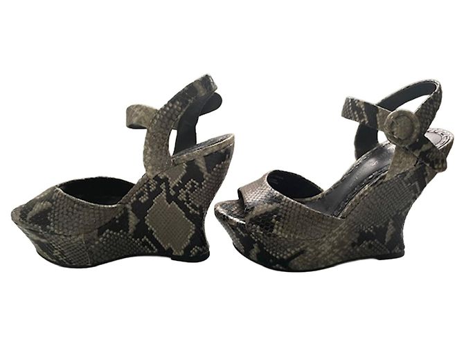 Alice + Olivia Python Effect Wedge Sandals – Leather – Platform Heel – Size 39 Python print - view 2