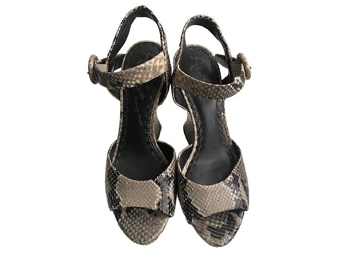 Alice + Olivia Python Effect Wedge Sandals – Leather – Platform Heel – Size 39 Python print - view 3