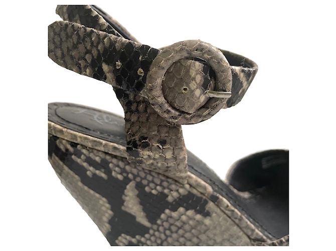 Alice + Olivia Python Effect Wedge Sandals – Leather – Platform Heel – Size 39 Python print - view 5