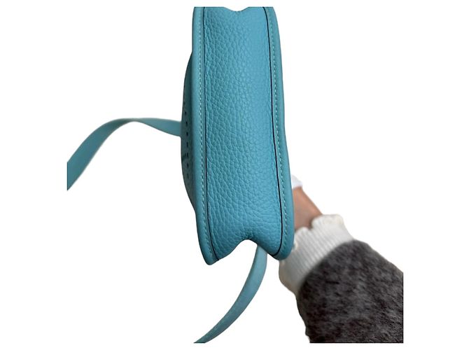 Hermès Mini Evelyne Clemence Nuovo Blu Jeans - vista 10