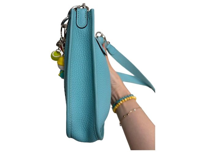 Hermès Mini Evelyne Clemence Nuovo Blu Jeans - vista 12