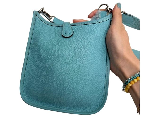 Hermès Mini Evelyne Clemence Nuovo Blu Jeans - vista 14