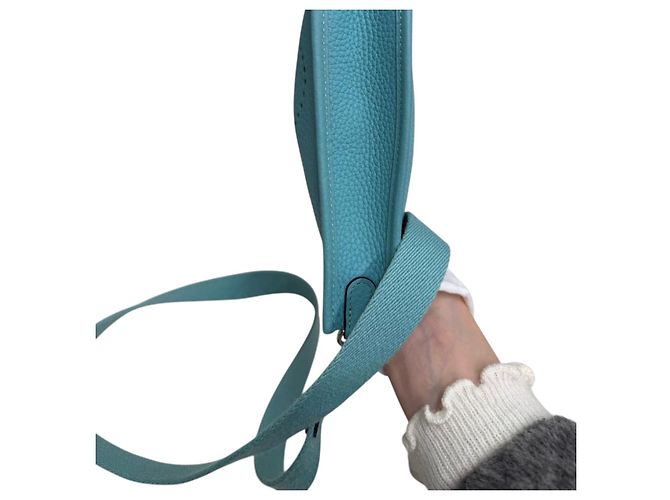 Hermès Mini Evelyne Clemence Nuovo Blu Jeans - vista 15