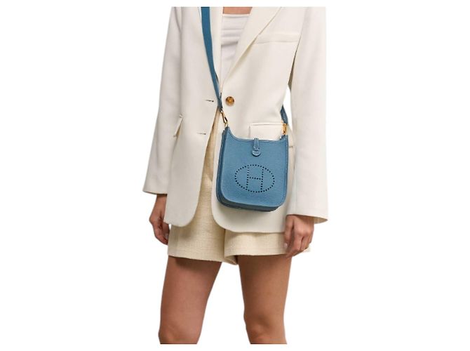 Hermès Mini Evelyne Clemence Nuovo Blu Jeans - vista 2