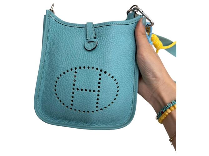 Hermès Mini Evelyne Clemence Nuovo Blu Jeans - vista 5