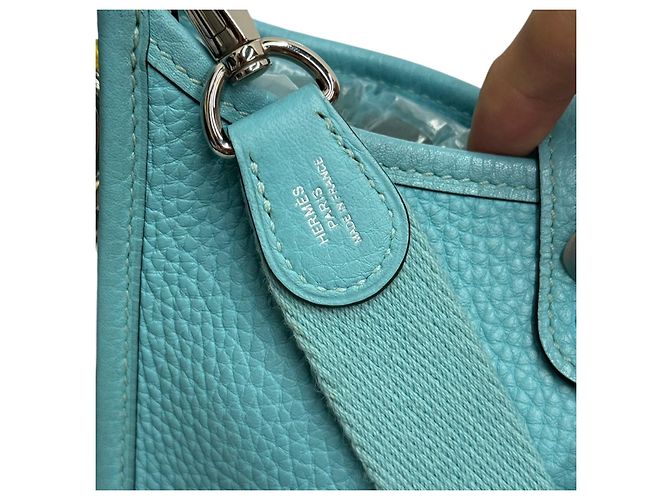 Hermès Mini Evelyne Clemence Nuovo Blu Jeans - vista 9