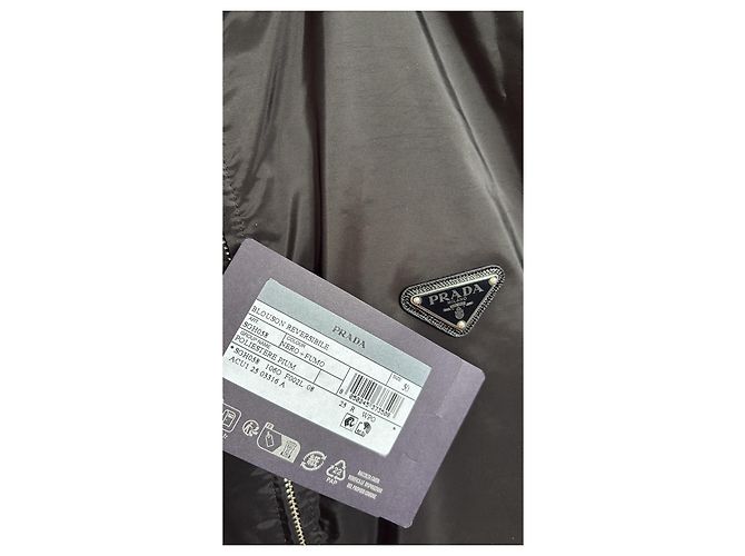 Wendbare Prada-Jacke/Blouson aus schwarzem Nylon Grau - Ansicht 3