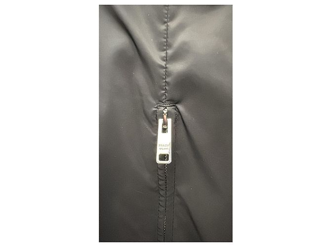 Wendbare Prada-Jacke/Blouson aus schwarzem Nylon Grau - Ansicht 7