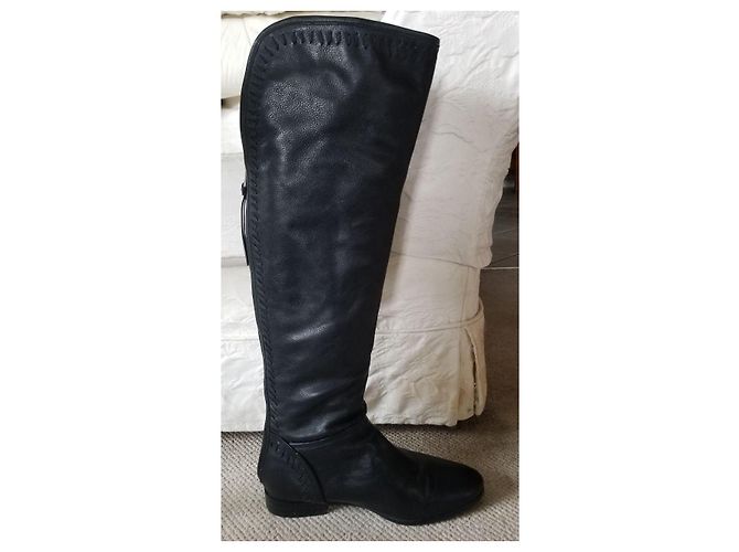 Jean Louis Scherrer Bota overknee com zíper na parte de trás e costuras acolchoadas Preto - vista 7