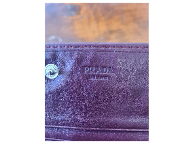 Cartera Prada de cuero burdeos - vista 3