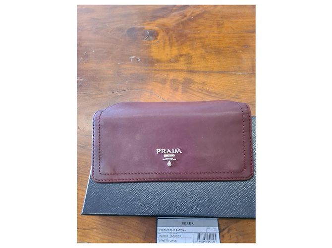 Cartera Prada de cuero burdeos - vista 6