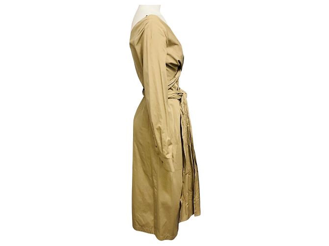 Vestido midi envolvente de algodón beige Dolada de Dries Van Noten Camello - vista 2
