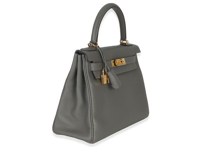 Hermès Gris Meyer Clemence Retourne Kelly 28 GHW Marrone - vista 2
