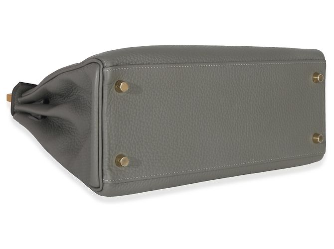 Hermès Gris Meyer Clemence Retourne Kelly 28 GHW Marrone - vista 5