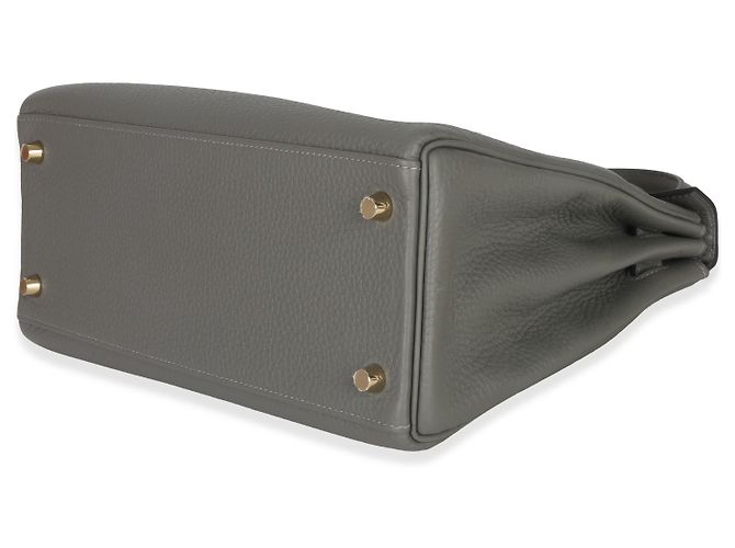 Hermès Gris Meyer Clemence Retourne Kelly 28 GHW Marrone - vista 7