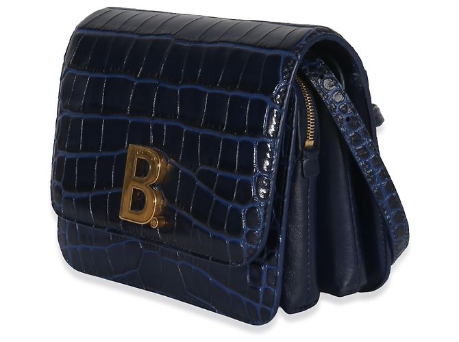 Borsa a Spalla Piccola B. Navy Croc di Balenciaga Blu - vista 3