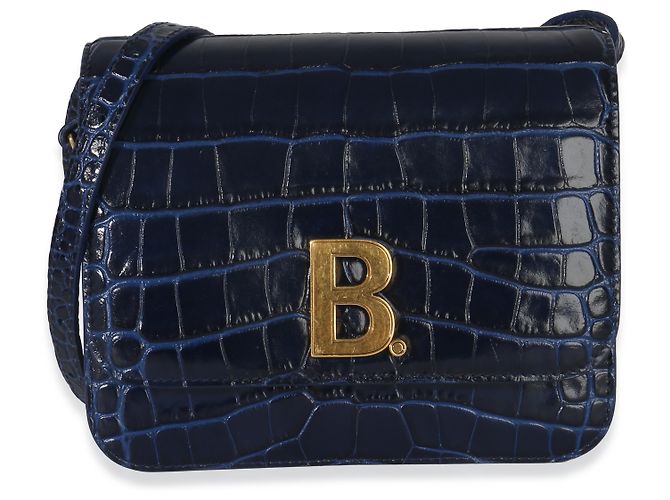 Borsa a Spalla Piccola B. Navy Croc di Balenciaga Blu - vista 8