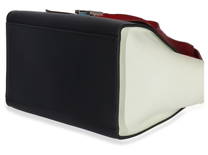 Céline Borsa Trapeze Piccola in Pelle di Vitello Grana Rossa Nera Bianca Celine Rosso Multicolore - vista 6