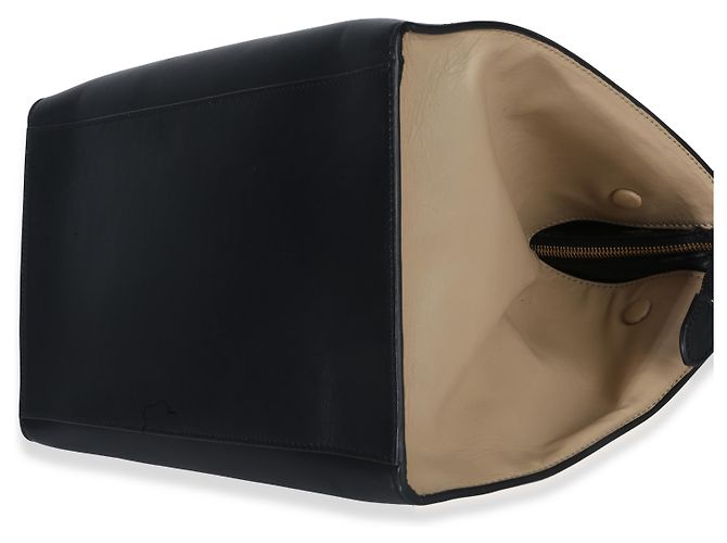 Céline Borsa Trapeze Piccola in Pelle di Vitello Grana Suede Blu Nero Crema di Celine - vista 6