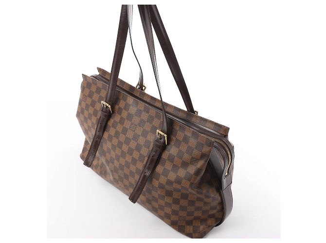Borsa a Spalla Louis Vuitton Chelsea Damier Ebene in Marrone N51119 Rosso - vista 5