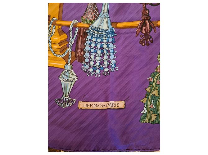 Hermès Seidenschal mit Quasten Mehrfarben Lila - Ansicht 2