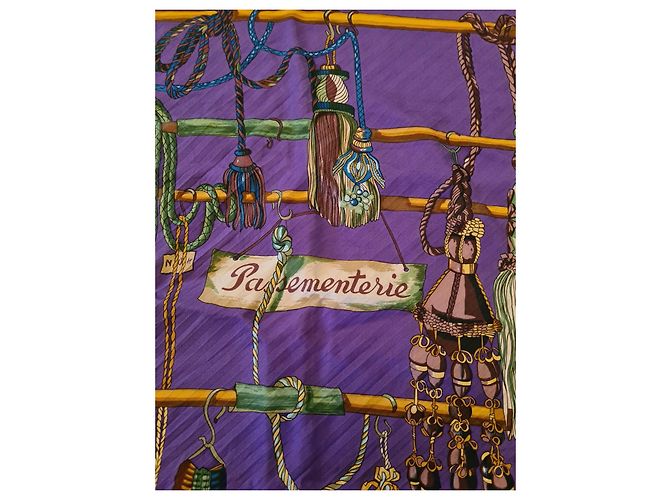 Hermès Seidenschal mit Quasten Mehrfarben Lila - Ansicht 3