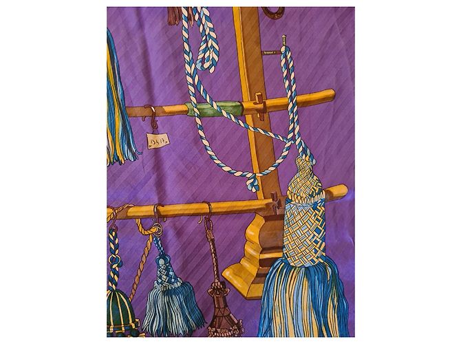 Hermès Seidenschal mit Quasten Mehrfarben Lila - Ansicht 4