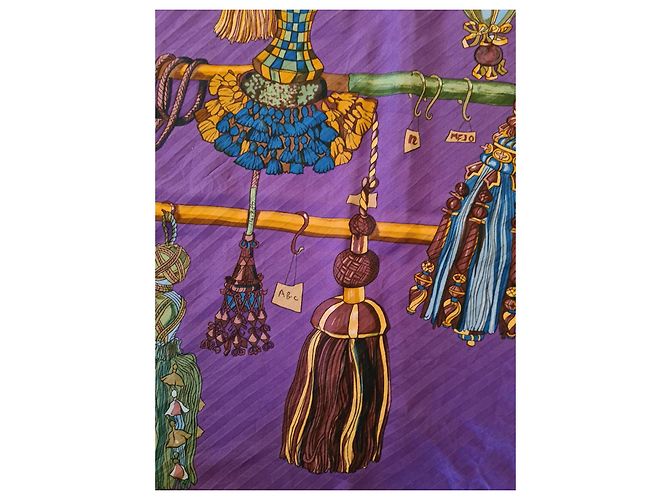 Hermès Seidenschal mit Quasten Mehrfarben Lila - Ansicht 5