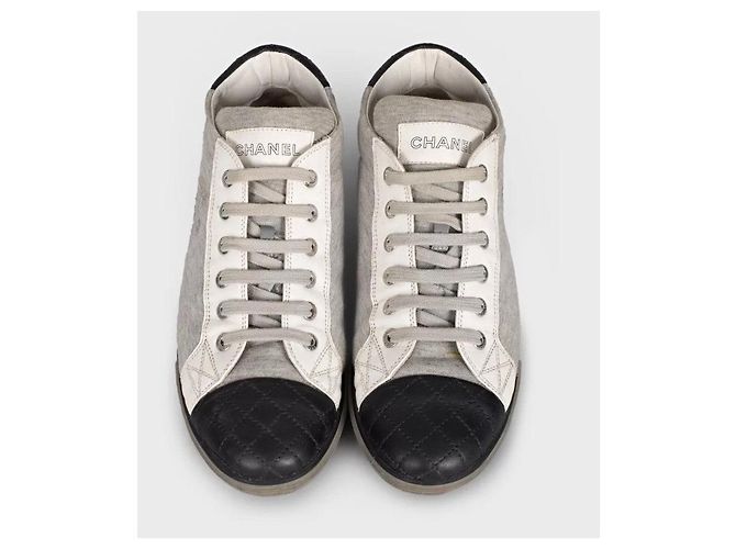 Chanel Graue Textil-Leder Sneakers EU 37 gebraucht - Ansicht 2