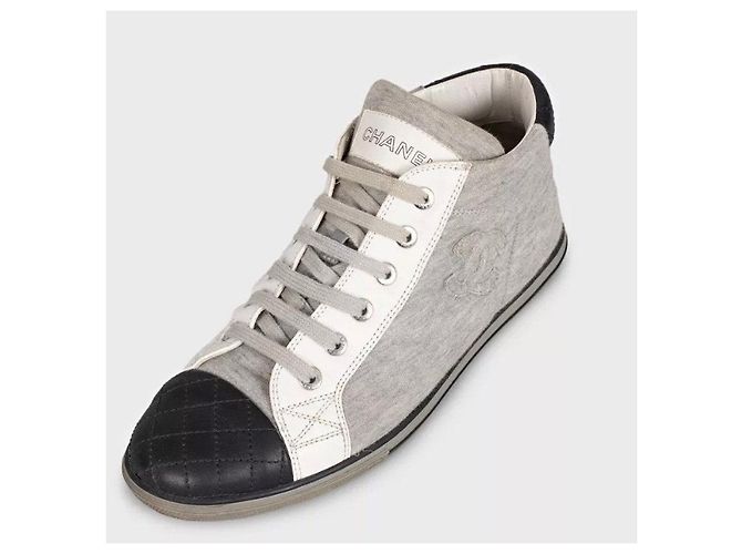 Chanel Graue Textil-Leder Sneakers EU 37 gebraucht - Ansicht 3