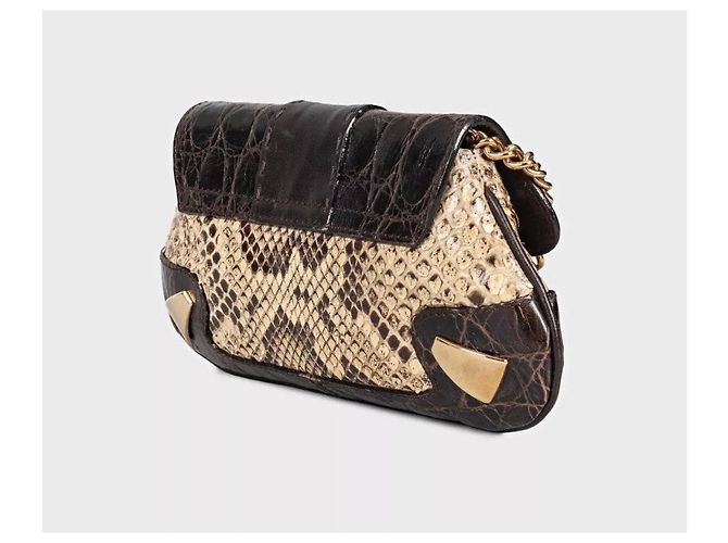 Braune Python-Print Lammleder Umhängetasche von Dolce & Gabbana gebraucht - Ansicht 2