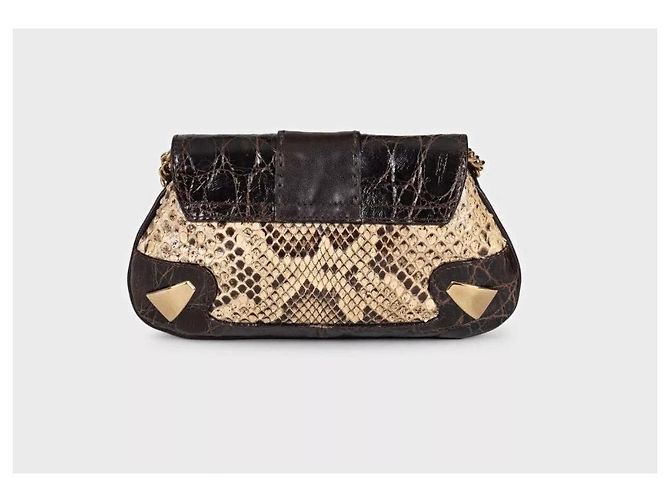 Braune Python-Print Lammleder Umhängetasche von Dolce & Gabbana gebraucht - Ansicht 3